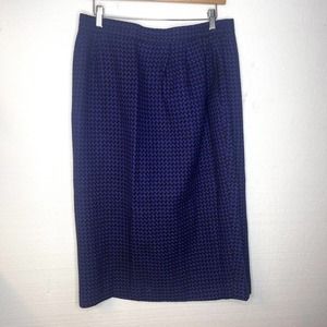 Paul Stanley Woman Vintage Purple Black Houndstooth 100% Wool Midi Skirt 16